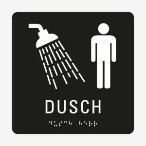 Taktil skylt m. brailleskrift DUSCH HERR
