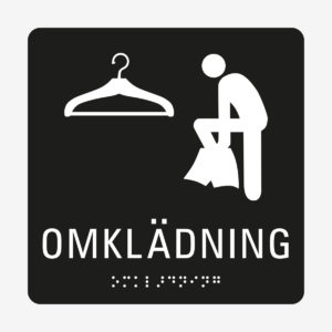 Taktil skylt m. brailleskrift OMKLÄDNING