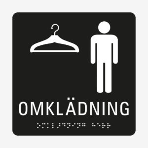 Taktil skylt m. brailleskrift OMKLÄDNING HERR