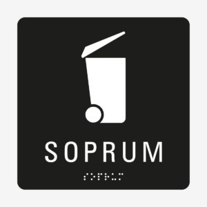 Taktil skylt m. brailleskrift SOPRUM