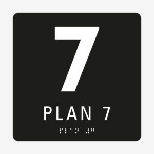 Taktil skylt m. brailleskrift PLAN 7